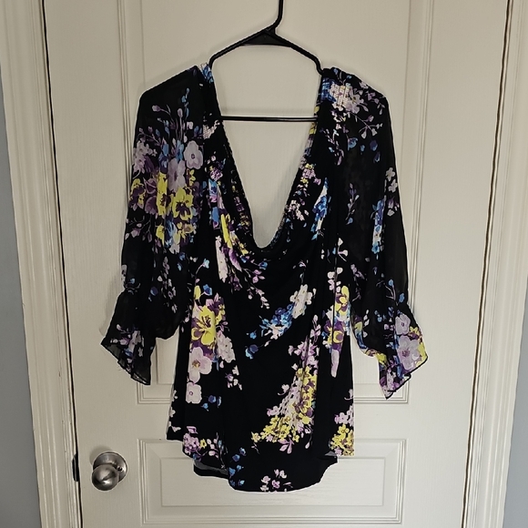 torrid Tops - Torrid Black Floral Off The Shoulder Blouse